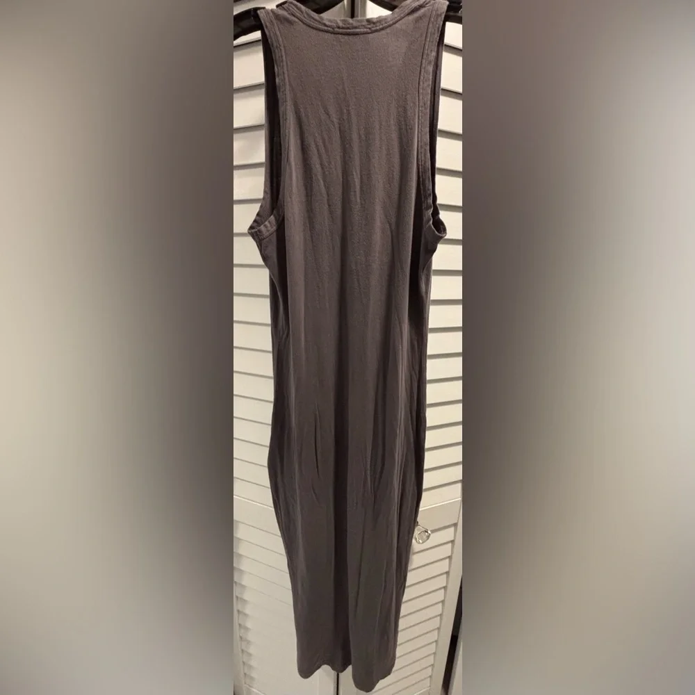 James Perse Gray Knit Stretch V Neck Sleeveless Long Dress Size 1 *Flaw* - Picture 3 of 8